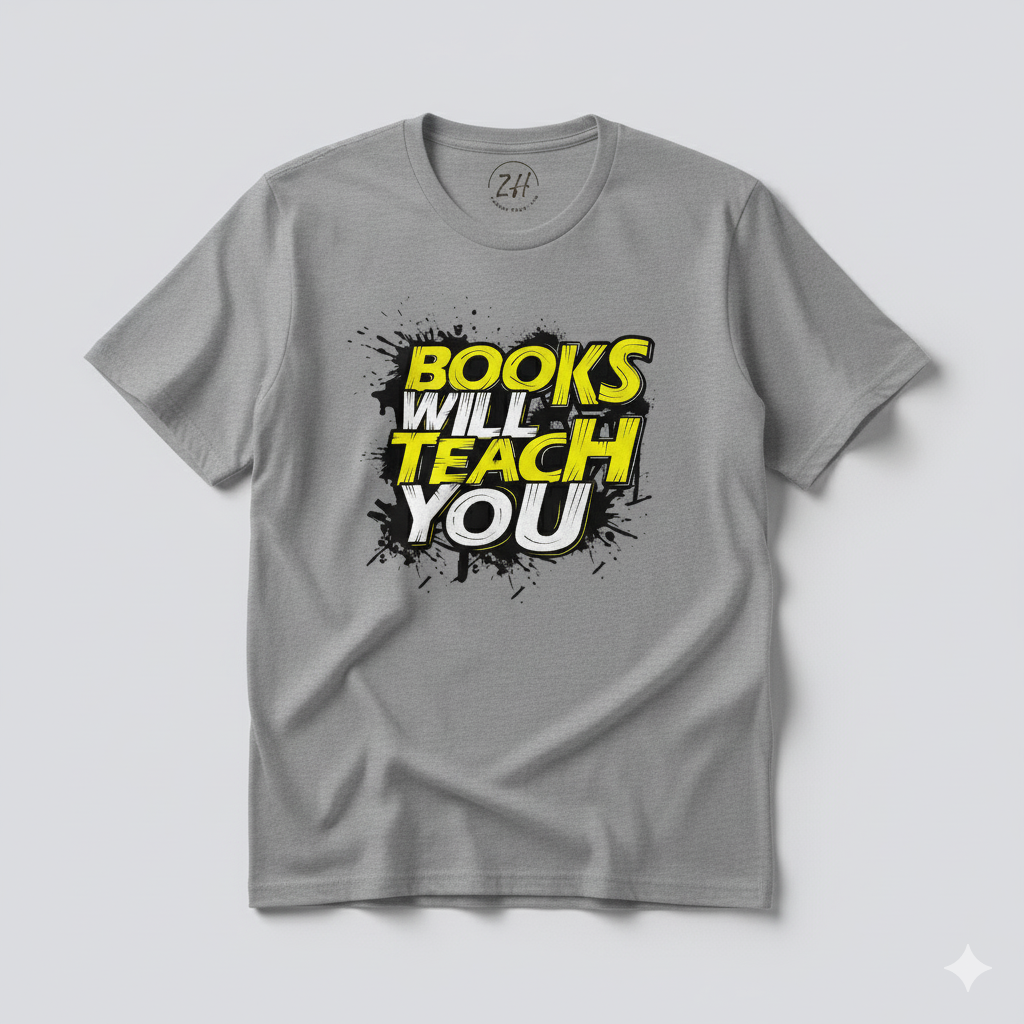 Books Will Teach You T-Shirt – Gray