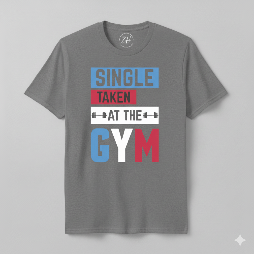 Gray Gym T-Shirt Cotton Jersey SINGLE TAKEN AT THE GYM Tee