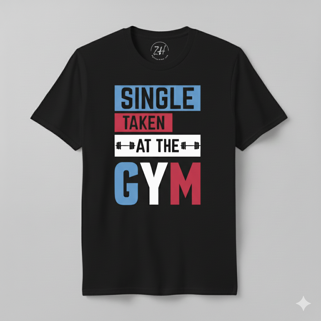 "SINGLE TAKEN AT THE GYM" T-Shirt | Premium Cotton Jersey Fitness Slogan Tee - Image 4
